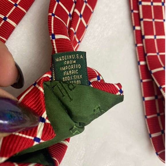 Men's vintage Lauren Ralph Lauren tie, red, geometric, 100% silk - Picture 3 of 7